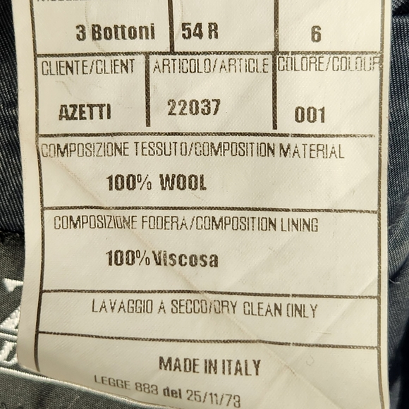Azetti Made in Italy 100% Wool Navy Pinstripe Suit Jacket Size 54R - Picture 11 of 11